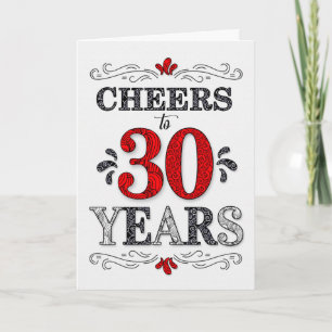 30års födelsedag Cheers i Red White Black Mönster Kort