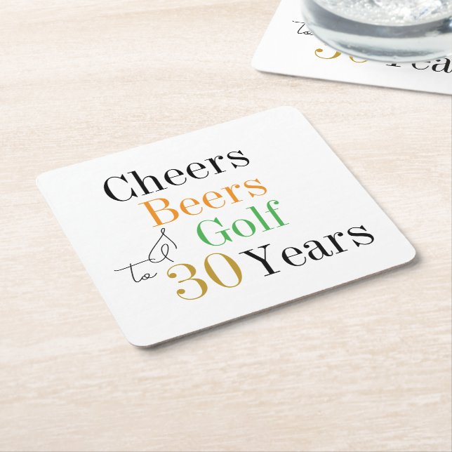 30års födelsedag Cheers och Öl Golf Party Underlägg Papper Kvadrat (Vinklad)