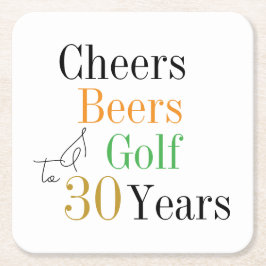 30års födelsedag Cheers och Öl Golf Party Underlägg Papper Kvadrat
