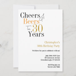 30års födelsedag Cheers och Öl minimal Party Inbjudningar