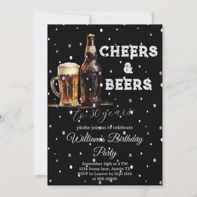 30års födelsedag Cheers och Öl till 30 år Inbjudningar (Framsida)