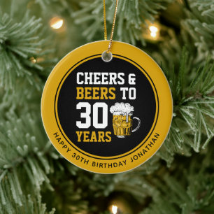 30års födelsedag Cheers & Öl till 30 år Julgransprydnad Keramik