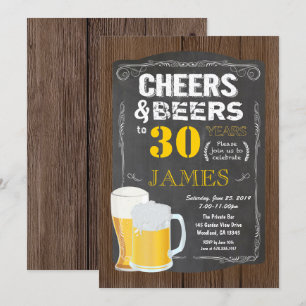 30års födelsedag, Cheers till 30 år öl party Inbjudningar