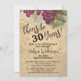 30års födelsedag Cheers till 30 års Vintage Rustic Inbjudningar
