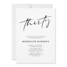 30års födelsedag Chic Modern skript Minimalialist 