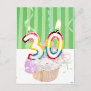 30års födelsedag cupaka med ljus vykort
