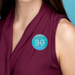 30års födelsedag diamanter glitter tealblått grönt knapp<br><div class="desc">En knapp för elegant, glamorös och giftig 30års födelsedag party. Teal, blå grönt färgad faux glitter med faux diamant sprinkle och en gyllene ram. Mallar för namn, 30 år och ett datum. Födelsedatum eller datum för party/årsdagen. Vit och teal färgad brev. Namn är skrivet med ett handskript i stil. Kan...</div>