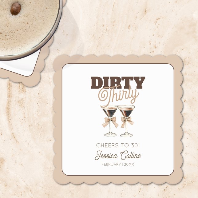 30års födelsedag Dirty Thirty Espresso Martini Par Underlägg Papper (30th Birthday Dirty Thirty Espresso Martini Party Paper Coaster)