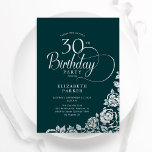 30års födelsedag Elegant Emerald Grönt Silver Ro Inbjudningar<br><div class="desc">Enkel inbjudan till 30års födelsedag-partiet i elegant i emerald grönt och silver. Klassdesign med ro, faux silver-folie och typsnitt för typsnitt. Trendig inbjudan-kortets perfekt för en snyggt kvinnlig dag firande. Anpassa med dina egna detaljer. Kan anpassas till vilken ålder som helst. Skrivna Zazzle-inbjudningar eller digital utskrivbar mall för omedelbar nedladdning....</div>