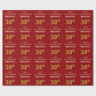 30års födelsedag: Elegant, rött, Faux Guld Presentpapper