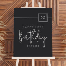 30års födelsedag enkel, minimalistisk, platt svart