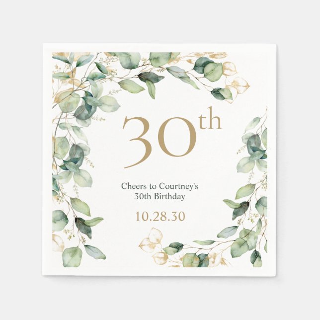 30års födelsedag Eucalyptus Pappersservett (Framsidan)