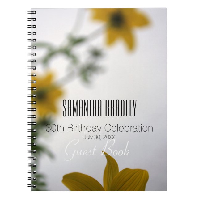 30års födelsedag Firande Blommigt Guest Bok Anteckningsbok Med Spiral (Framsidan)