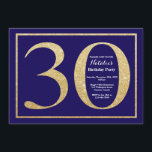 30års födelsedag flottan Blue och Guld Glitter Inbjudningar<br><div class="desc">Inbjudan till 30års födelsedag. Tunga Blue och Guld Glitter Födelsedagsfest Inbjudan med marinblå bakgrund. Överraskad födelsedag. Vuxen födelsedag. Manar eller Kvinnor Bday Bash Party.
Om du vill göra ytterligare anpassningar klickar du på knappen Anpassa och användor verktygen som är utformat för att ändra mallen.</div>