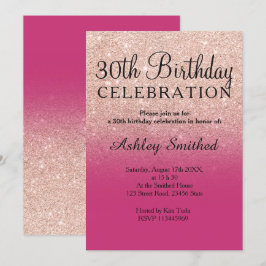 30års födelsedag för ombre för rosa guld- inbjudningar