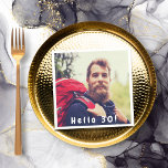 30års födelsedag-foto-hej 30 killar manar pappersservett<br><div class="desc">Mall för fotot. Vit textövertäckning: Hej 30! En napkin till 30års födelsedag party för killar.</div>