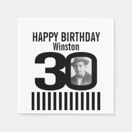30års födelsedag fotoblöjor av svart rand pappersservett