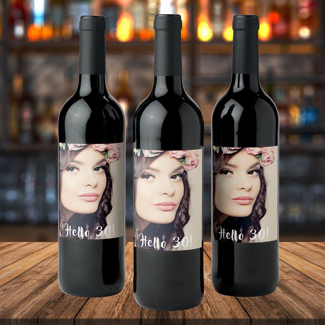 30års födelsedag-fotohej 30 vinflaska etikett (Skapare uppladdad)
