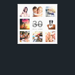 30års födelsedag fotokollage, vitt monogram canvastryck<br><div class="desc">En unik 30års födelsedag-gåva eller keepsaké, som firar sitt liv med en kollage av 8 av dina foton. Lägg till bilder från hennes familj, vänner, sällskapsdjur, hobbieser eller drömresmål. Anpassa och lägg till namn, 30 år och ett datum. Grått och svart färgad brev. En vit chic bakgrund. Den här arbetsytan...</div>