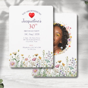 30års födelsedag Garden Blommigt, Vild, skuggfoto Inbjudningar
