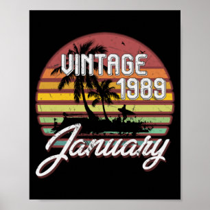 30års födelsedag ger Retro-Vintagen januari 1989 Poster