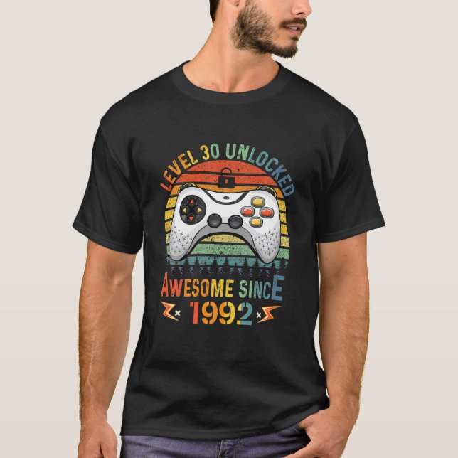 30års födelsedag Gift Boy Level 30 Olåst Fantastis T Shirt (Framsida)