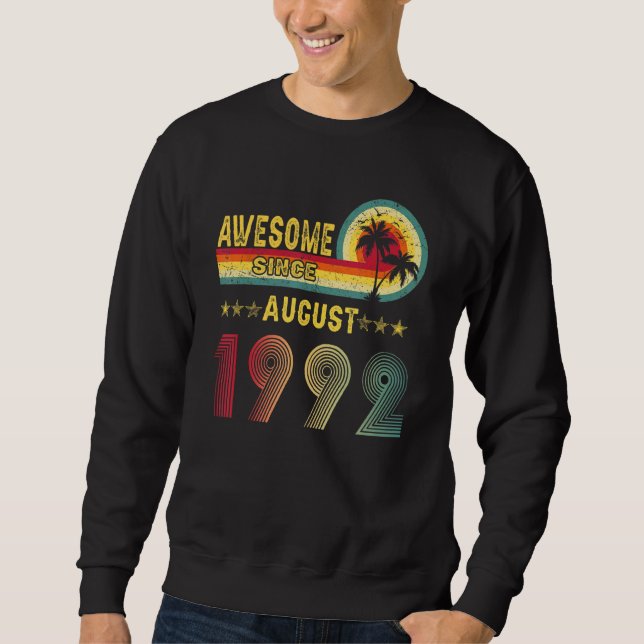 30års födelsedag Gift Fantastisk sedan augusti 199 Lång Ärmad Tröja (Framsida)