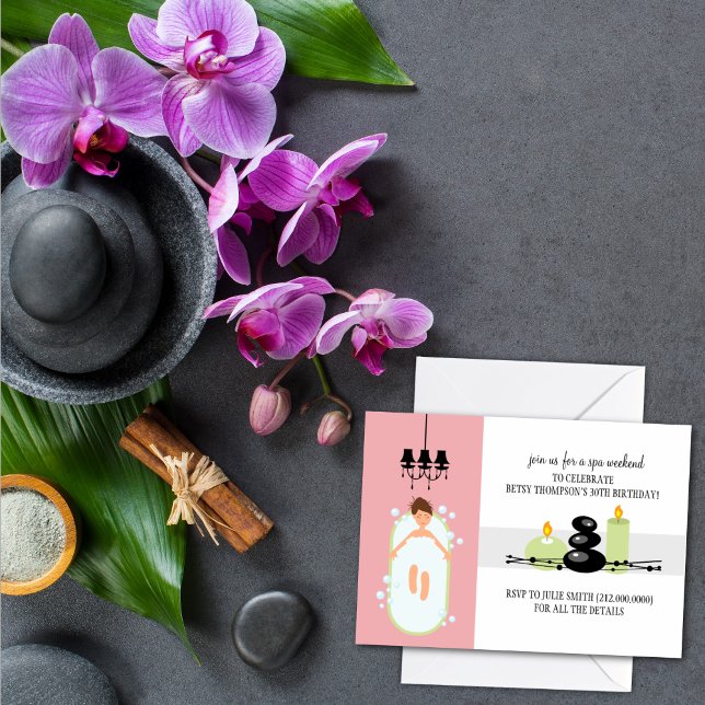 30års födelsedag Girly Spa Helg Getaway-inbjudan Inbjudningar (Skapare uppladdad)