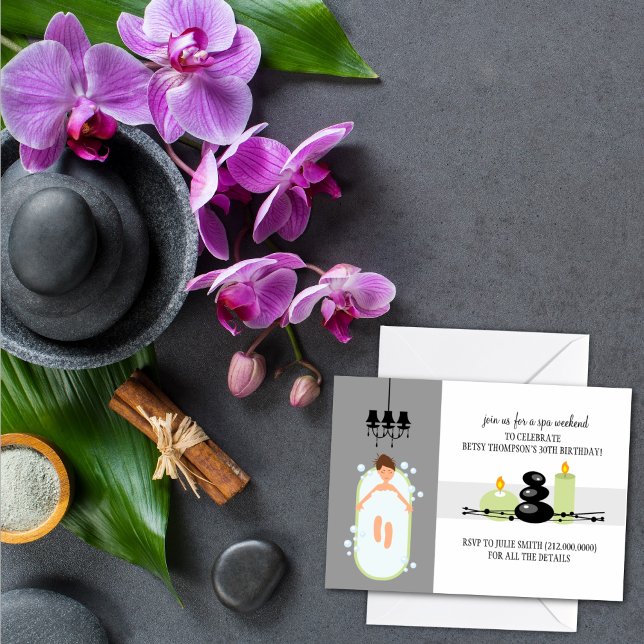 30års födelsedag Girly Spa Helg Getaway-inbjudan Inbjudningar (Skapare uppladdad)