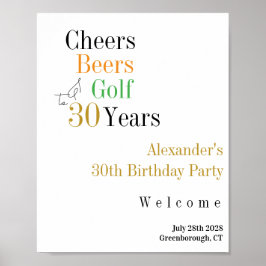 30års födelsedag Golf Cheers Öl Party Välkommen Poster