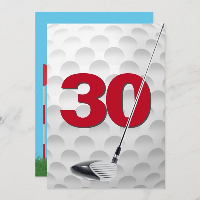 30års födelsedag Golf Temaparty Inbjudningar (Fram/baksida)