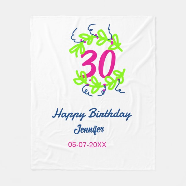 30års födelsedag grönt blåvitling Utandning namn d Fleecefilt (Framsidan)