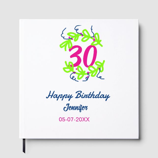 30års födelsedag grönt blåvitling Utandning namn d Gästböcker (Framsida)