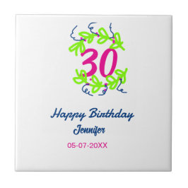 30års födelsedag grönt blåvitling Utandning namn d Kakelplatta