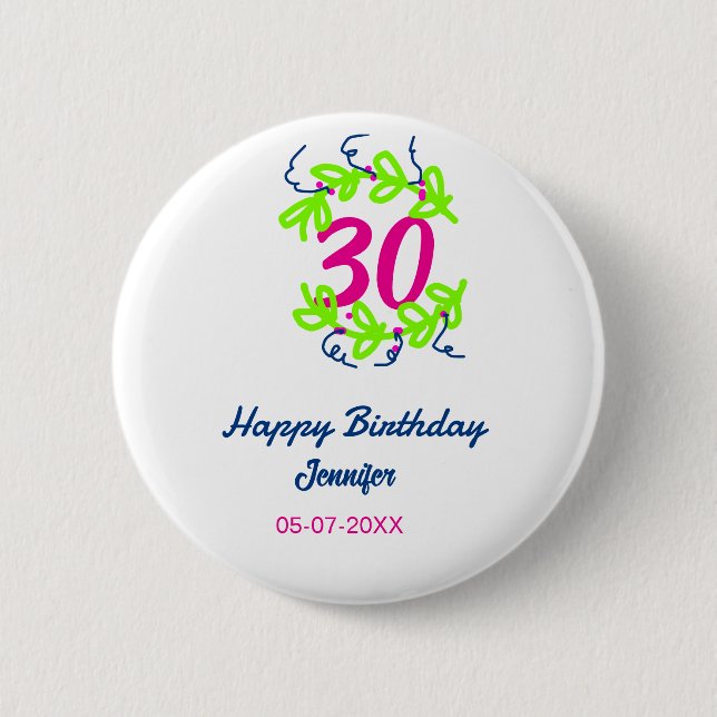 30års födelsedag grönt blåvitling Utandning namn d Knapp (Framsida)