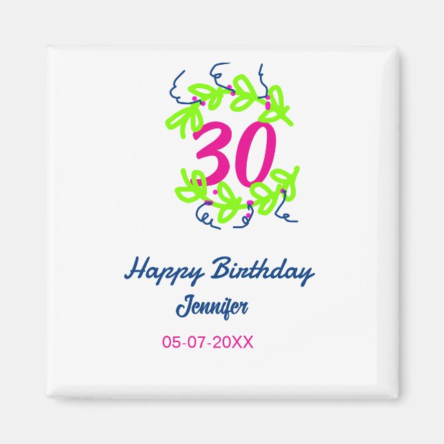 30års födelsedag grönt blåvitling Utandning namn d Magnet (Framsidan)
