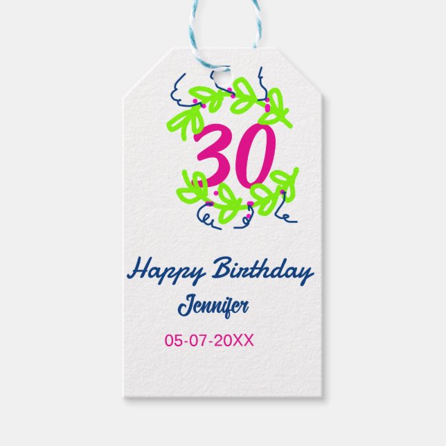 30års födelsedag grönt blåvitling Utandning namn d Presentetikett (Framsidan)