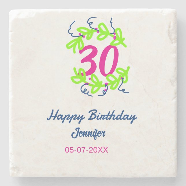 30års födelsedag grönt blåvitling Utandning namn d Stenunderlägg (Framsidan)