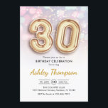 30års födelsedag-Guld-ballonger Rosa Ljus Inbjudningar<br><div class="desc">Parbjudan till 30års födelsedag. Utformning av eleganten i Faux glitter guld med pastellrosa och lila ljus. Inbjudan-kortet har guld nummer 30 ballonger och skriptteckensnitt. Perfekt för en snyggt 30 dagar firande. Berätta om du behöver anpassningsbarnas ålder.</div>