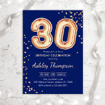 30års födelsedag-Guld-ballongflottan Inbjudningar<br><div class="desc">Parbjudan till 30års födelsedag. Elegantens utformning i faux glitter guld och marinblått. Inbjudan-kortet har guld nummer 30 ballonger och skriptteckensnitt. Perfekt för en snyggt vid firande. Berätta om du behöver anpassningsbarnas ålder.</div>