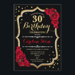 30års födelsedag - Guld Black Röd ros Inbjudningar<br><div class="desc">Inbjudan till 30års födelsedag firande. Elegantens svarta design med faux glitter guld och röd ros. Perfekt för ett elegant födelsedagsfest. Kan anpassas till vilken ålder som helst.</div>