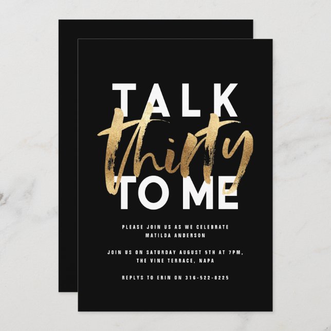 30års födelsedag guld elegant, modernt, enkelt skr (Fram/baksida)