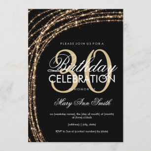30års födelsedag Guld Sparkling String Ljus Inbjudningar