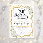 30ÅRS FÖDELSEDAG - GULD VIT ROS INBJUDNINGAR<br><div class="desc">Inbjudan till elegant 30års födelsedag. Snyggtens utformning i vitt och guld. Funktioner i vit ros,  dammmönster och faux glitter konetti. Perfekt för ett glam,  helt vita födelsedag. Kan anpassas för att visa vilken ålder som helst. Berätta om du behöver anpassa dig ytterligare.</div>