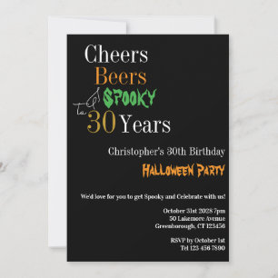 30års födelsedag Halloween Cheers Öl Spooky Party Inbjudningar