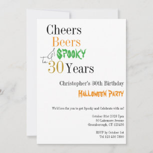 30års födelsedag Halloween Cheers Spooky Party Inbjudningar