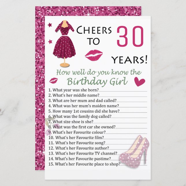 30års födelsedag Hur bra vet du att du fyller år? (Fram/baksida)