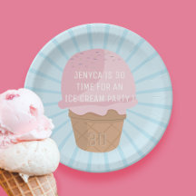 30års födelsedag Ice Cream Party Pappra Tallrikar
