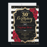 30års födelsedag inbjudan Black White Rand Ro<br><div class="desc">Eleganten Inbjudan till 30års födelsedag svartvit design med faux glitter. Svartvit rand med röd ros. Perfekt för ett elegant födelsedagsfest.</div>