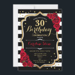 30års födelsedag inbjudan Black White Rand Ro<br><div class="desc">Eleganten Inbjudan till 30års födelsedag svartvit design med faux glitter. Svartvit rand med röd ros. Perfekt för ett elegant födelsedagsfest.</div>